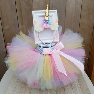 Gold Rainbow Unicorn Tutu set size 12 months